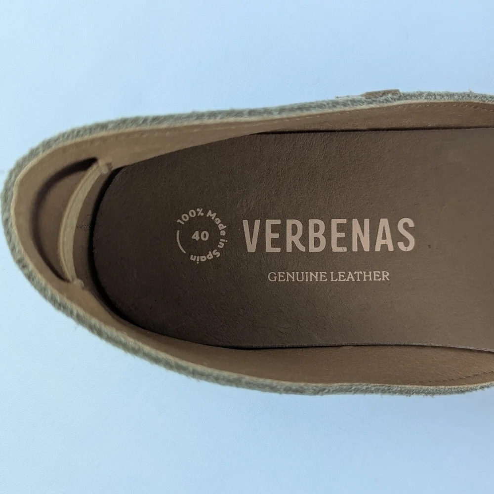 Verbenas Espadrilles Carmen Suede Leather Closed Toe Stone EU40 US 9 NWOB
